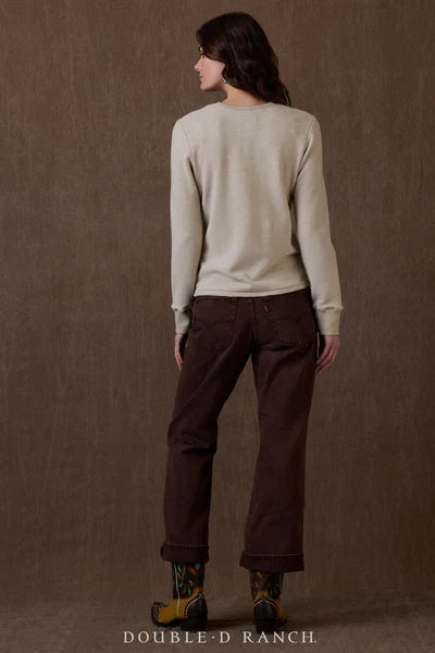Heather light long-sleeve T-shirt, plain back, crew neck