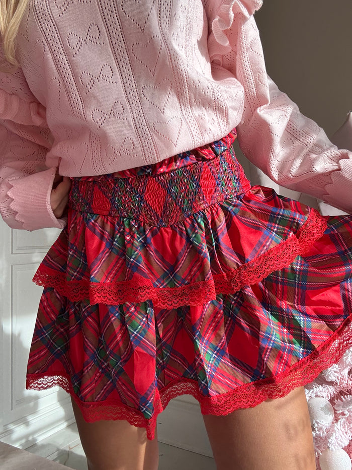 Holly Plaid Tiered Mini Skort