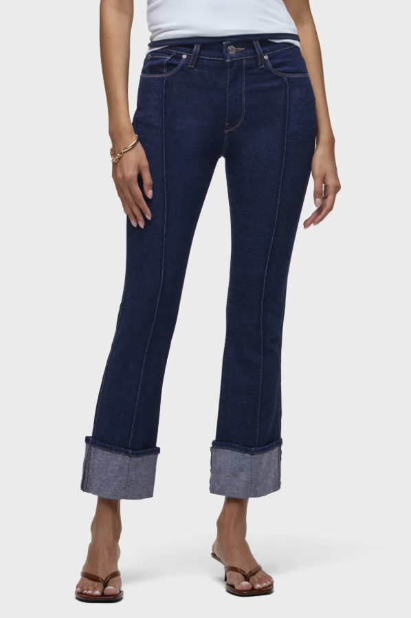 Hudson Barbara High Rise Pintuck Crop Boot in Rinse