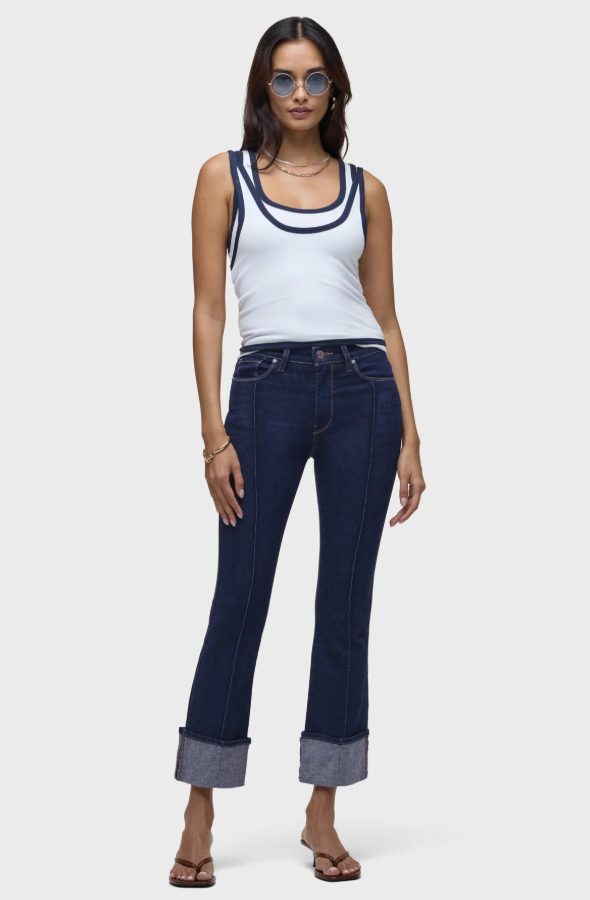 Hudson Barbara High Rise Pintuck Crop Boot in Rinse