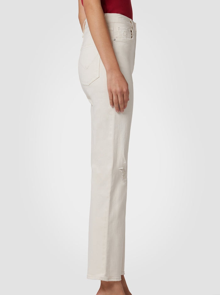 Hudson Remi High Rise Straight Ankle in Distressed Egret