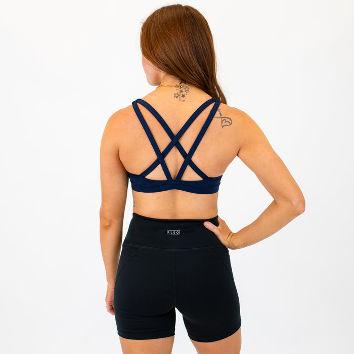 Classic Navy Isla Sports Bra - Medium Support by FLEO - 2
