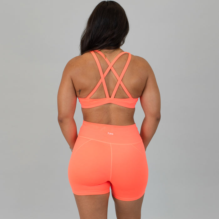 Neon Coral Isla Sports Bra - Medium Support by FLEO - 2