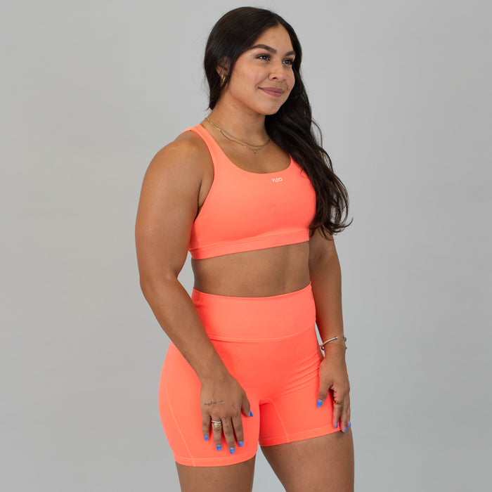Neon Coral Isla Sports Bra - Medium Support by FLEO - 3