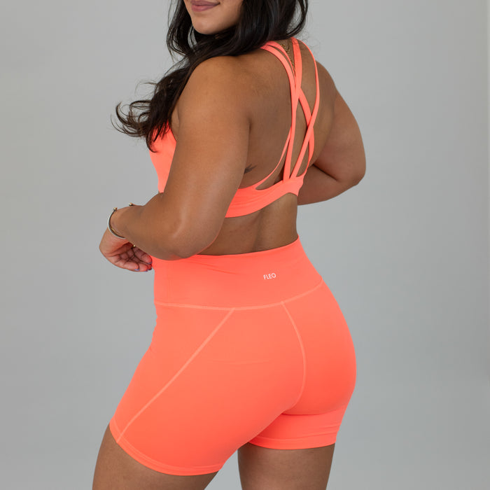 Neon Coral Isla Sports Bra - Medium Support by FLEO - 4