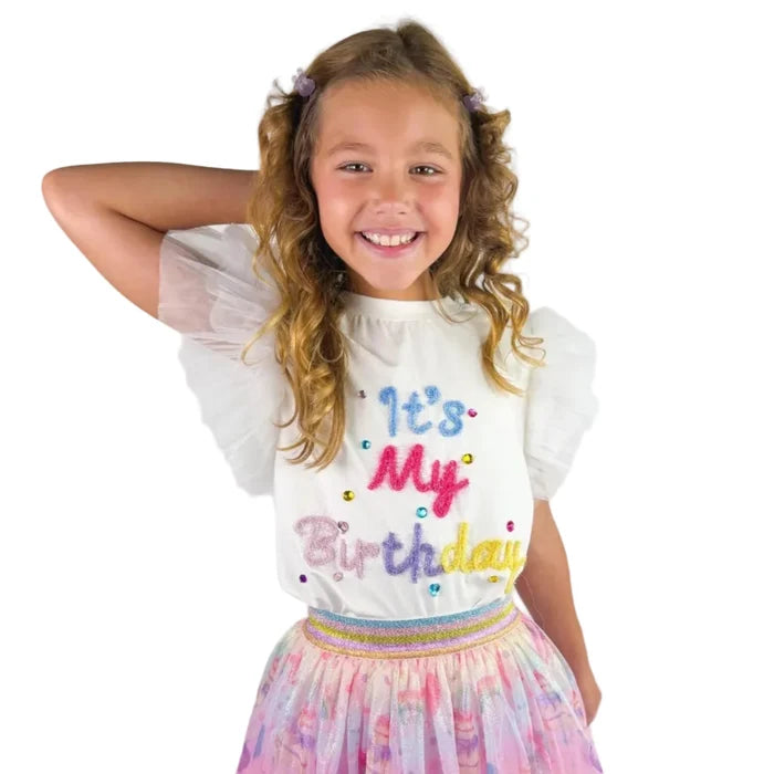 "It's My Birthday" Flutter Sleeve Top