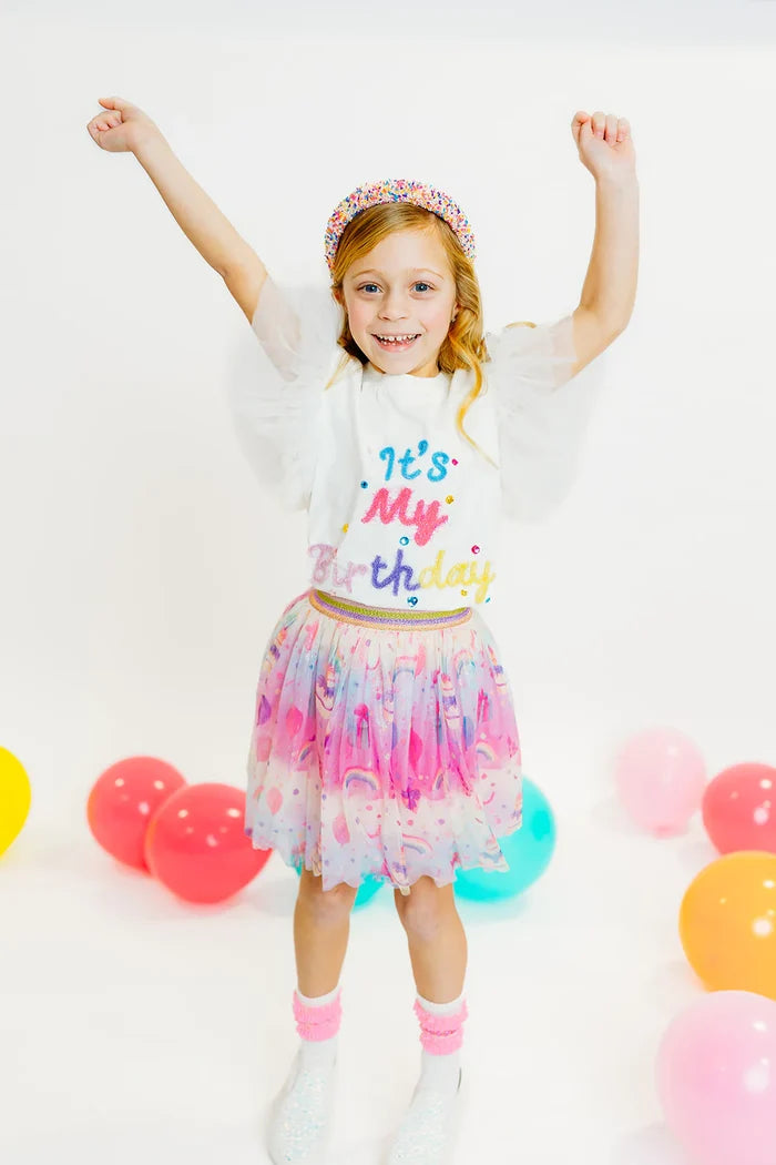 "It's My Birthday" Flutter Sleeve Top