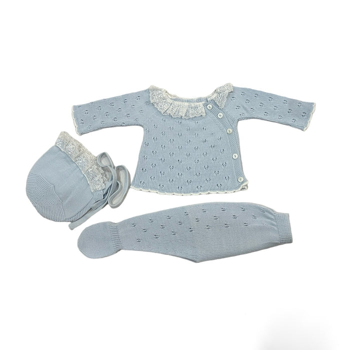 Jamie 3-pc Light Blue knitted set