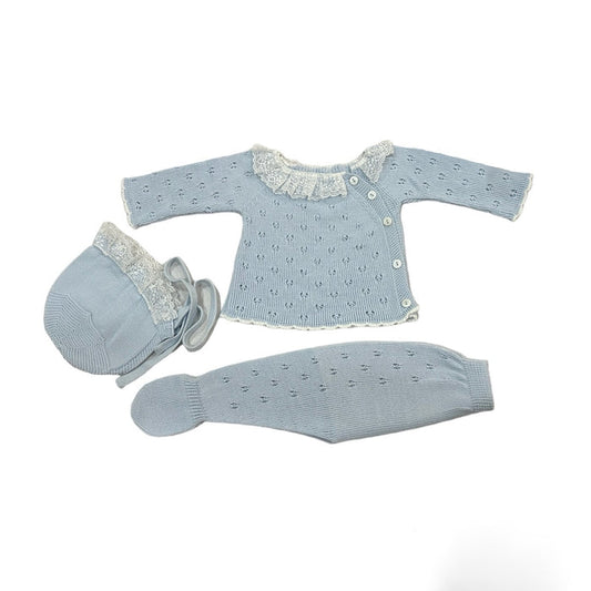 Jamie 3-pc Light Blue knitted set