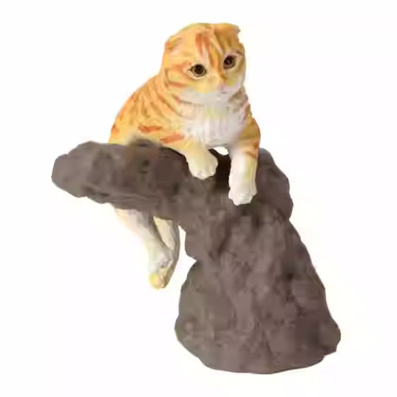 Japan Yellow Cat PVC mini figurine figure model ring with stand