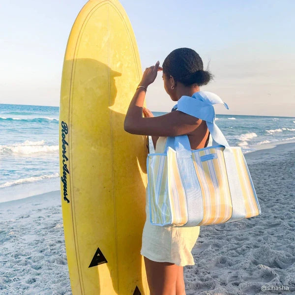 Jelly Tote Bag- Lemon Cabana Stripe