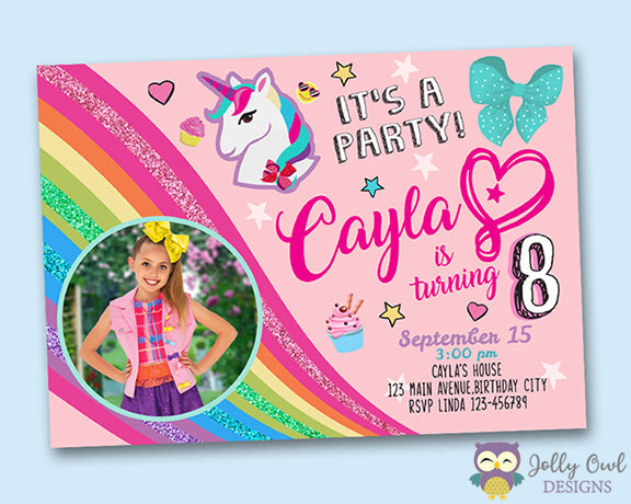 Jojo Siwa Birthday Party Invitation