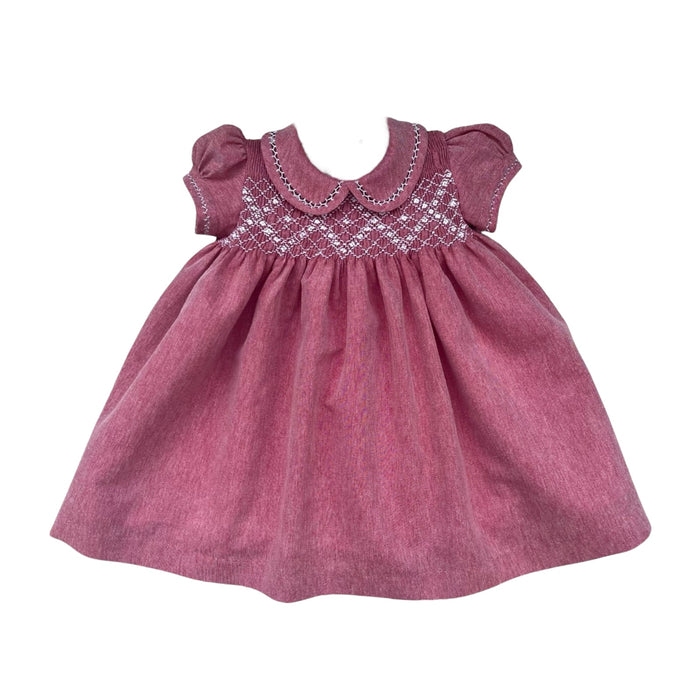 Kattya Cranberry Two Handsmocked Girl Dress