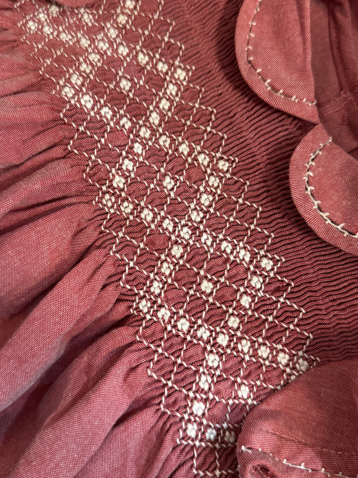 Kattya Cranberry Two Handsmocked Girl Dress