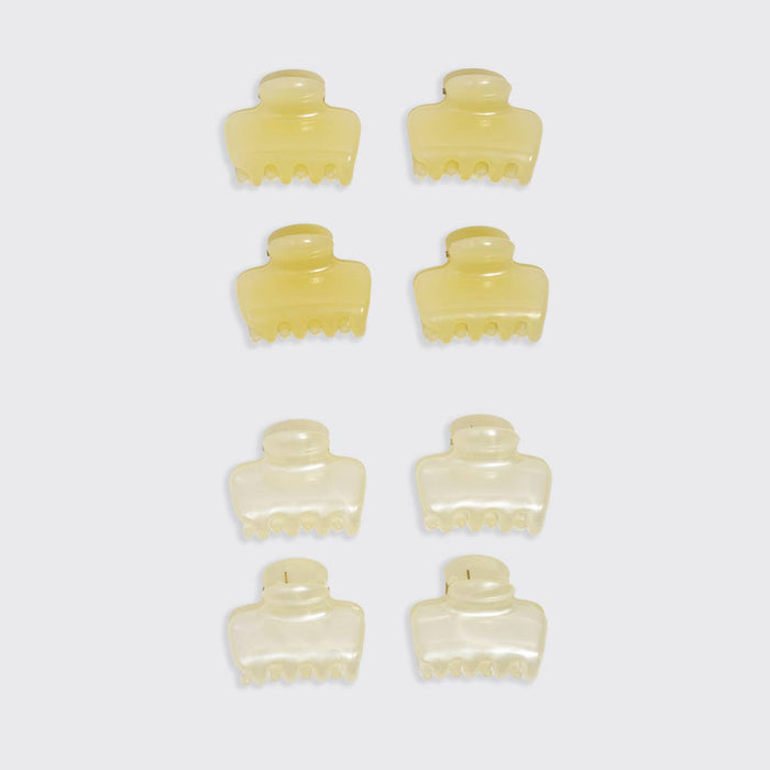 Kitsch Mini Jelly Cloud Clips 8pc Set - Pearlized Cream & Butter Yellow