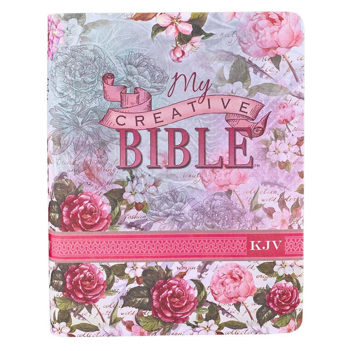 KJV My Creative Bible Faux Leather, Pink Floral Print