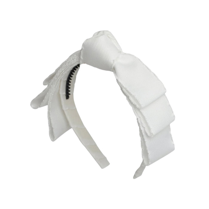 Knotted Blair Bow White Moonstitch Headband Wrap