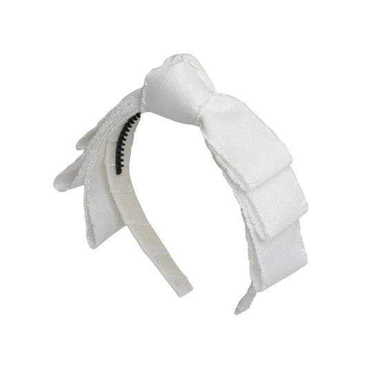 Knotted Blair Bow White Moonstitch Headband Wrap