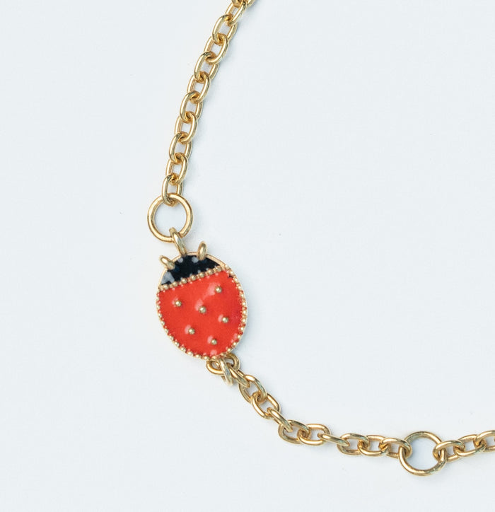 Ladybug Arabic Initial Bracelet Gold - Babies & Kids