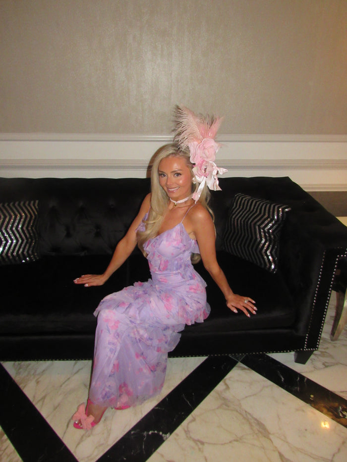 Lavender Bloom Ruffle Maxi Dress