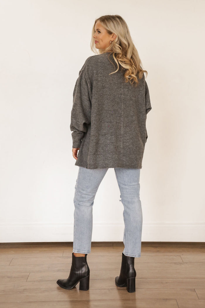 Layer Me Oversized Cardigan (CHARCOAL)