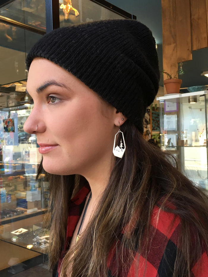 Stainless Steel Layered Tree and Mountain Earrings