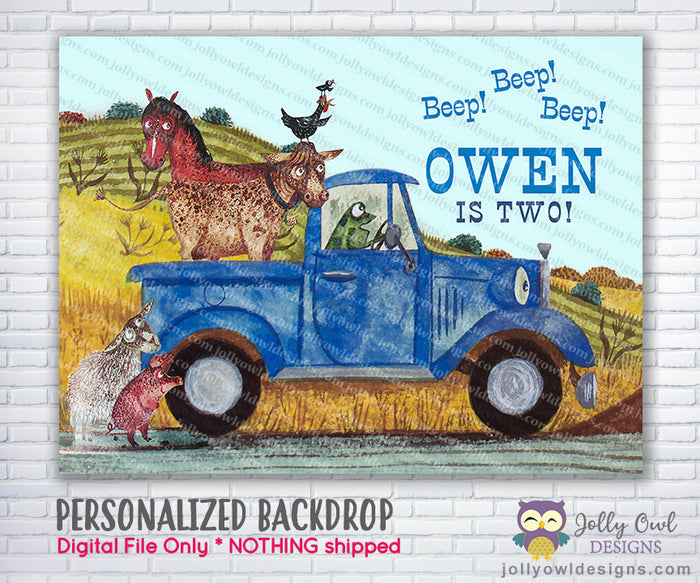 Little Blue Truck Party Backdrop