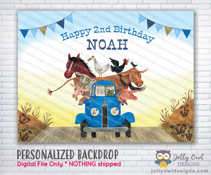 Little Blue Truck Party Backdrop