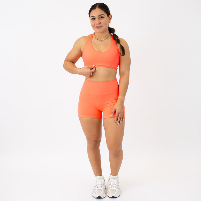 Logan V Neck Bralette - Neon Coral
