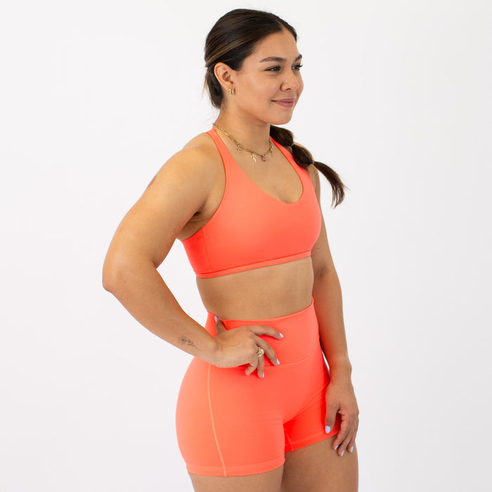 Logan V Neck Bralette - Neon Coral