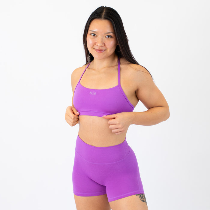 Loop Back Sports Bra - Heather Neon Purple