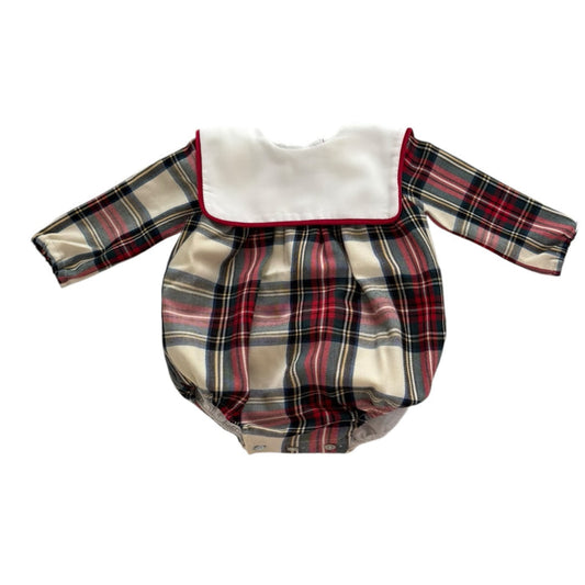 Lorenzo Tartan Sailor Long Sleeves Romper/Bubble