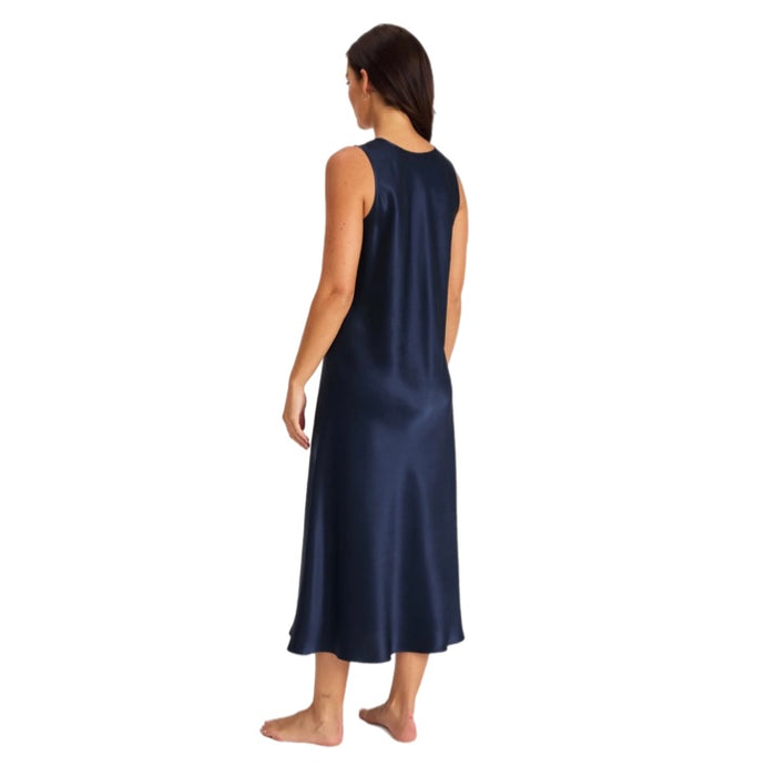 Love and Lustre Mono Silk Long Nightie Navy