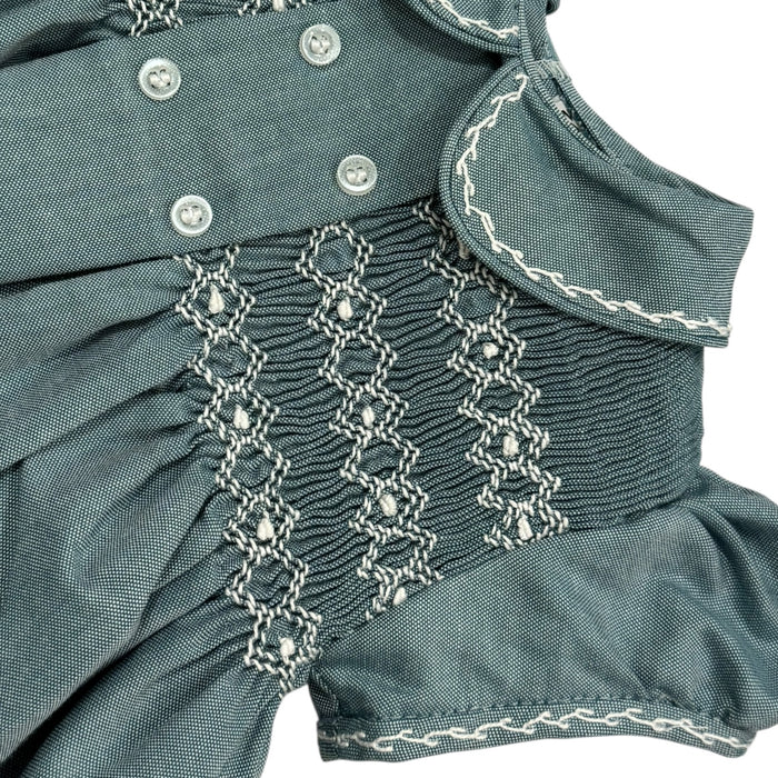 Lupe Slate Blue Handsmocked Girl Dress