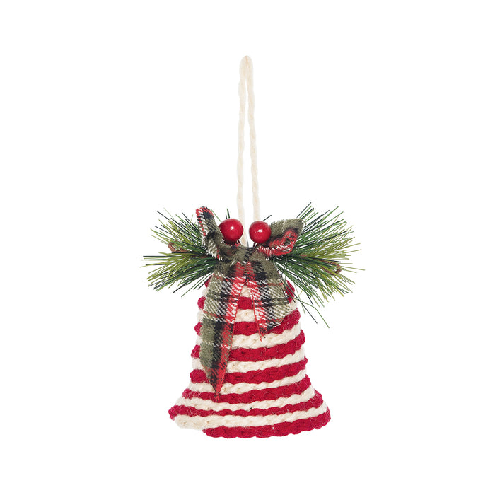 A Macrame Stripes Bell Ornament.