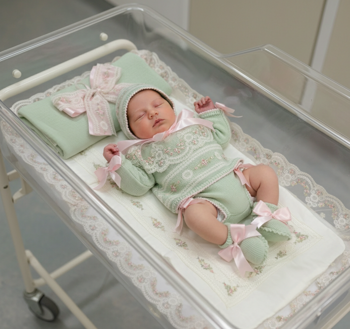 MADE TO ORDER Aida Green/Pink Floral 4-Piece Set (SHIPS 6-8 weeks after order is placed)