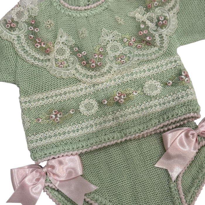 MADE TO ORDER Aida Green/Pink Floral 4-Piece Set (SHIPS 6-8 weeks after order is placed)