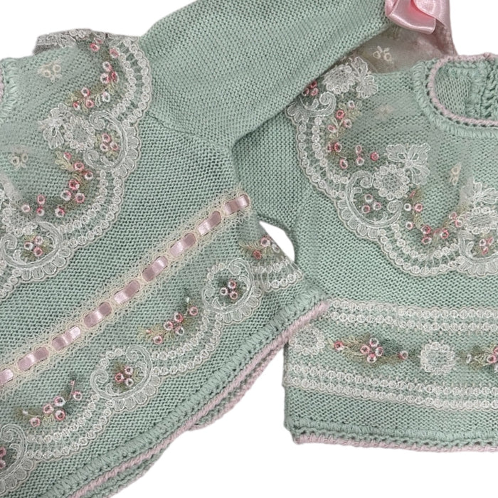 MADE TO ORDER Aida Green/Pink Floral 4-Piece Set (SHIPS 6-8 weeks after order is placed)