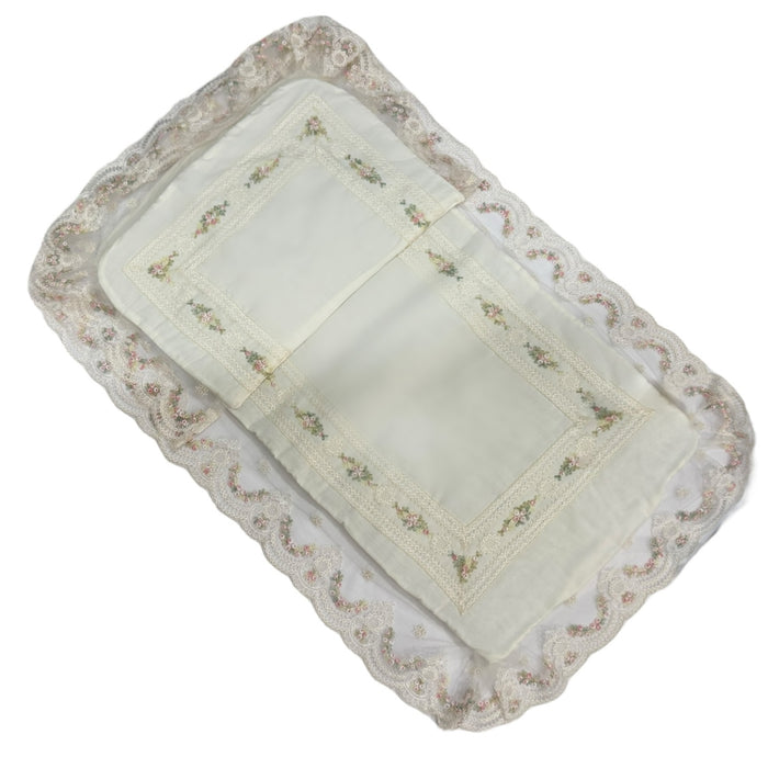 MADE TO ORDER Aida Ivory/Rose Bassinet Pad/Liner 2-piece (6-8 weeks after order placement)
