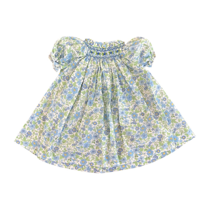 Margotte Blue Floral Handsmocked Girl Dress