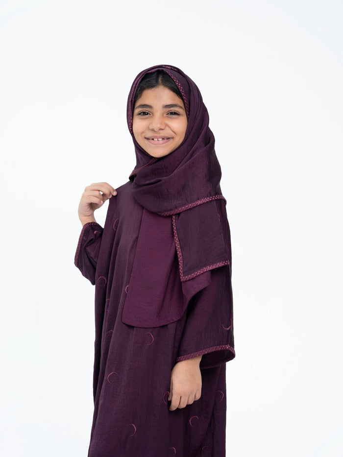 Maroon Ahlam Prayer Abaya-Kids