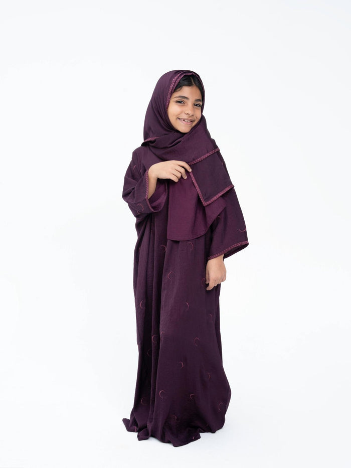Maroon Ahlam Prayer Abaya-Kids