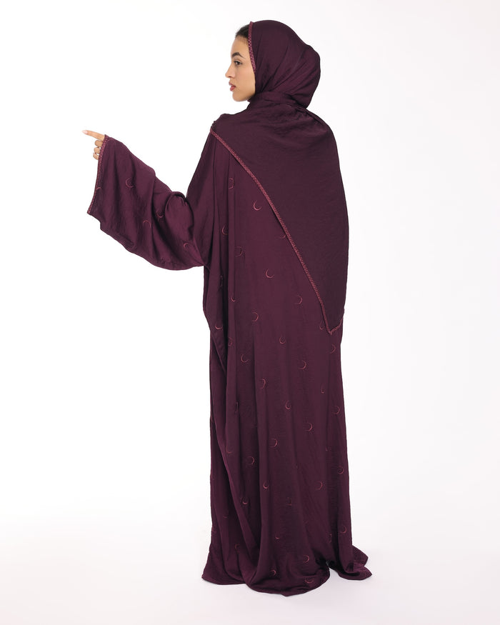 Maroon Ahlam Prayer Abaya-Women
