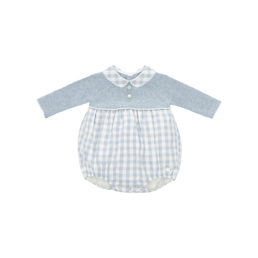 Martin Half-Knitted Dusty Blue Romper