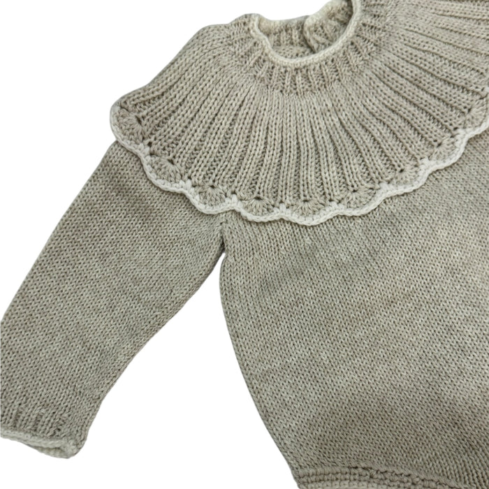 Matias Beige Knitted Romper with Booties