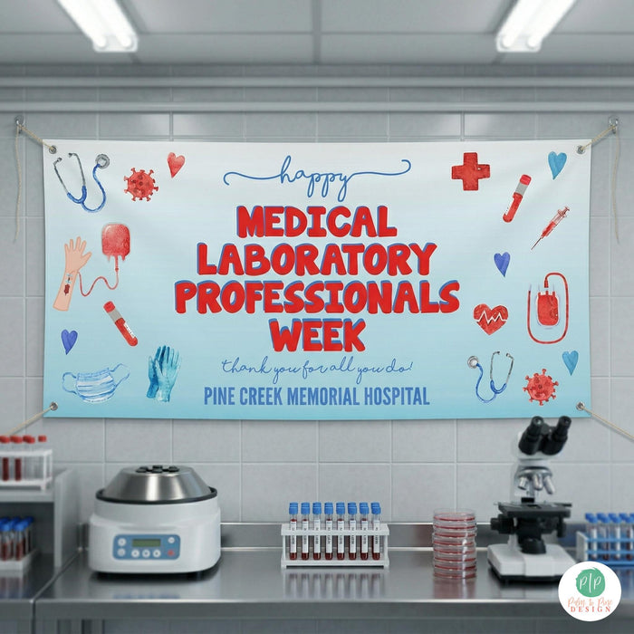 Medical Laboratory Professionals Week banner displayed in laboratory