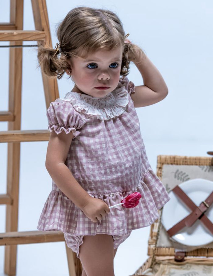 Melissa Purple/Dusty Pink Gingham Girl 2-piece set