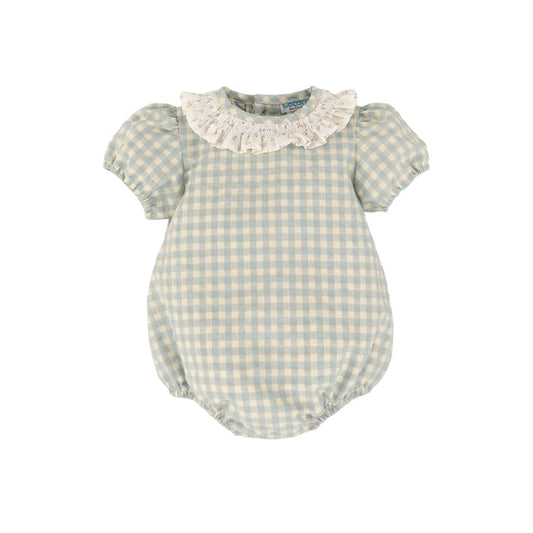 Melissa Sage Green/Aqua Gingham Romper