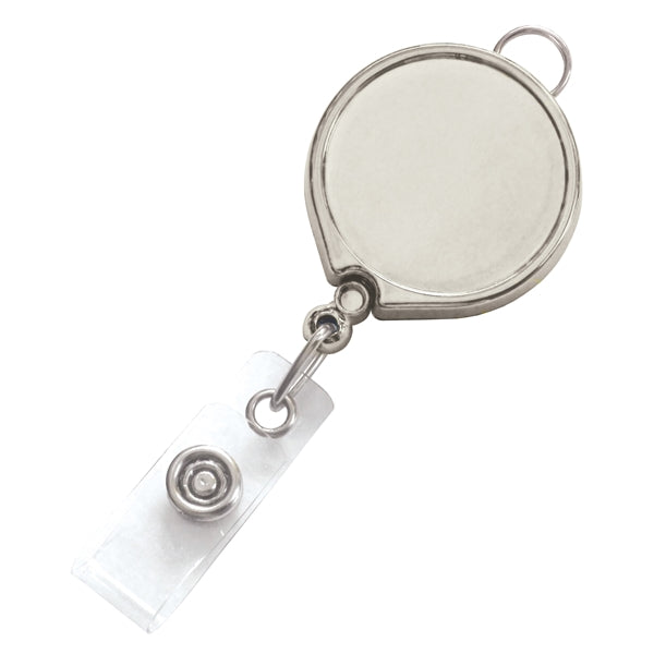 Metallic Logoreel Badge Reel with Clear Vinyl Strap and Belt Clip, Qty = 25