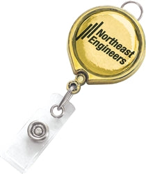 Metallic Logoreel Badge Reel with Clear Vinyl Strap and Belt Clip, Qty = 25